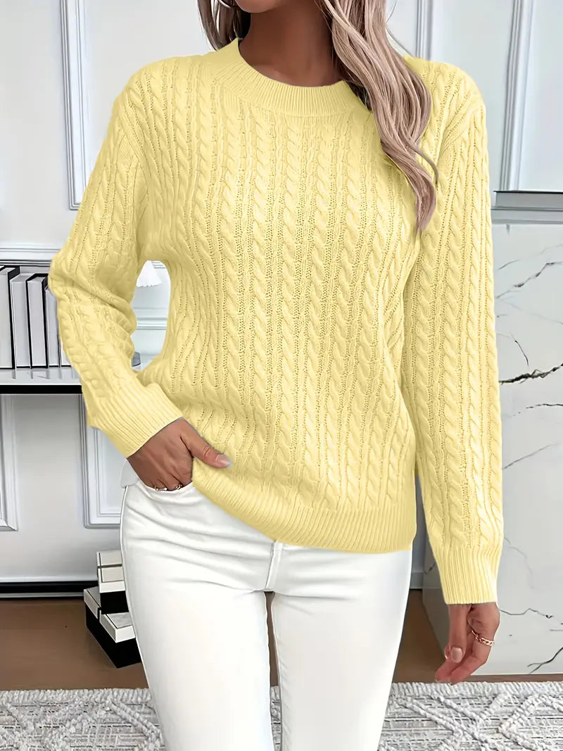 Esther | Women's Long Sleeve Cable Knit Sweater - Image 5
