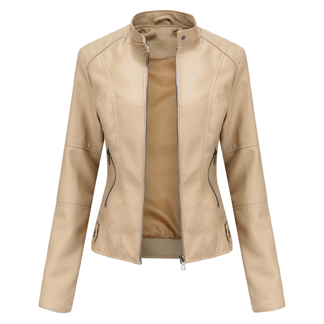Lillian | Women's Collarless Biker Jacket - Image 8