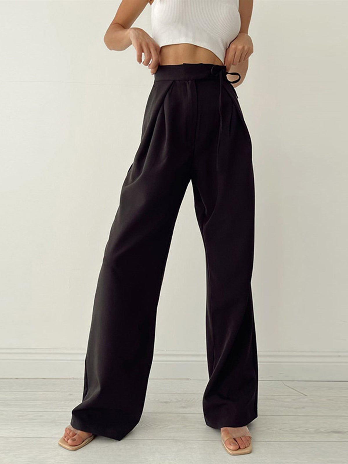 Harper | High Waist Pleated Leg Trousers - Flowy Elegant Fit - Image 6