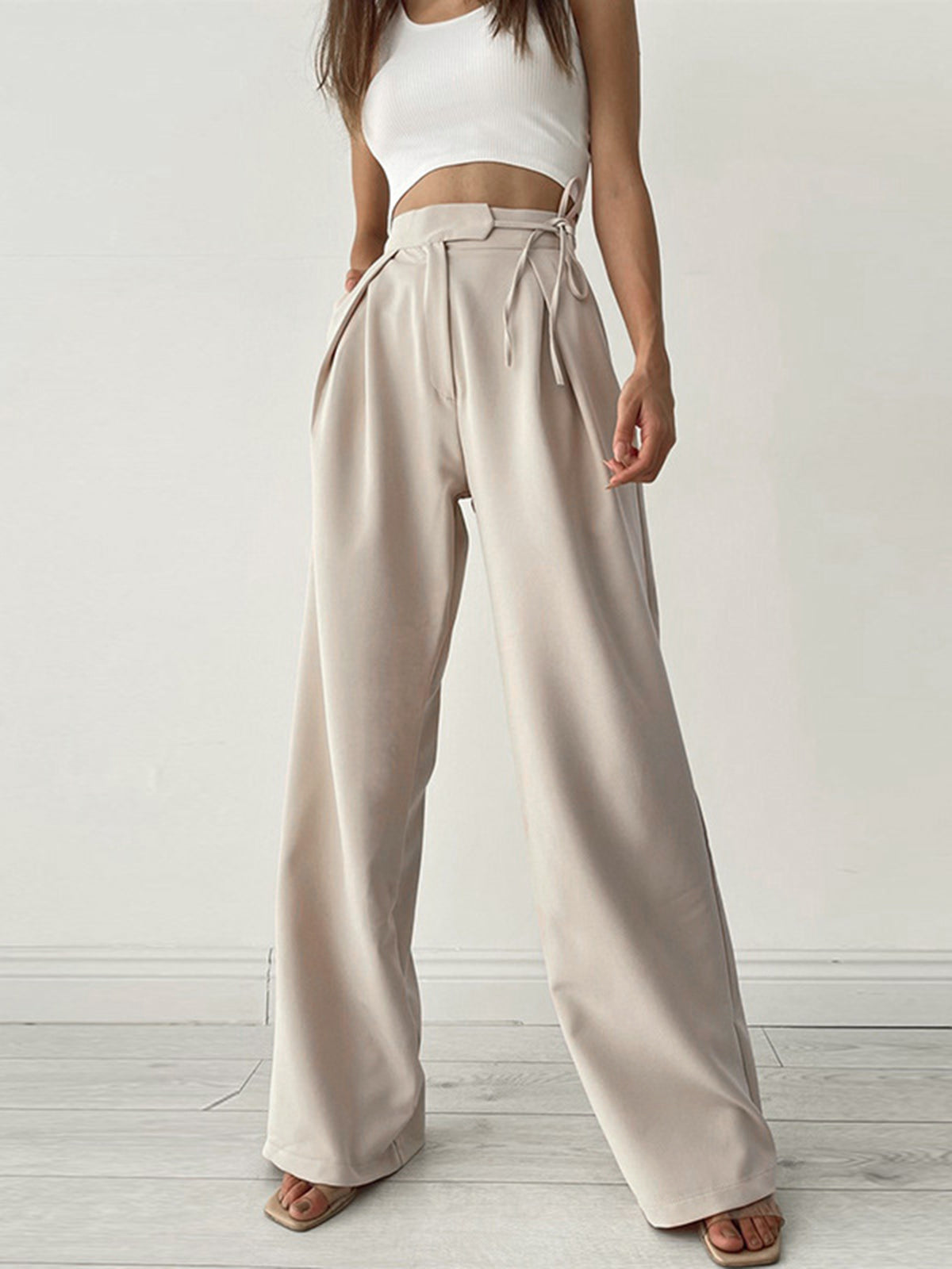 Harper | High Waist Pleated Leg Trousers - Flowy Elegant Fit - Image 1