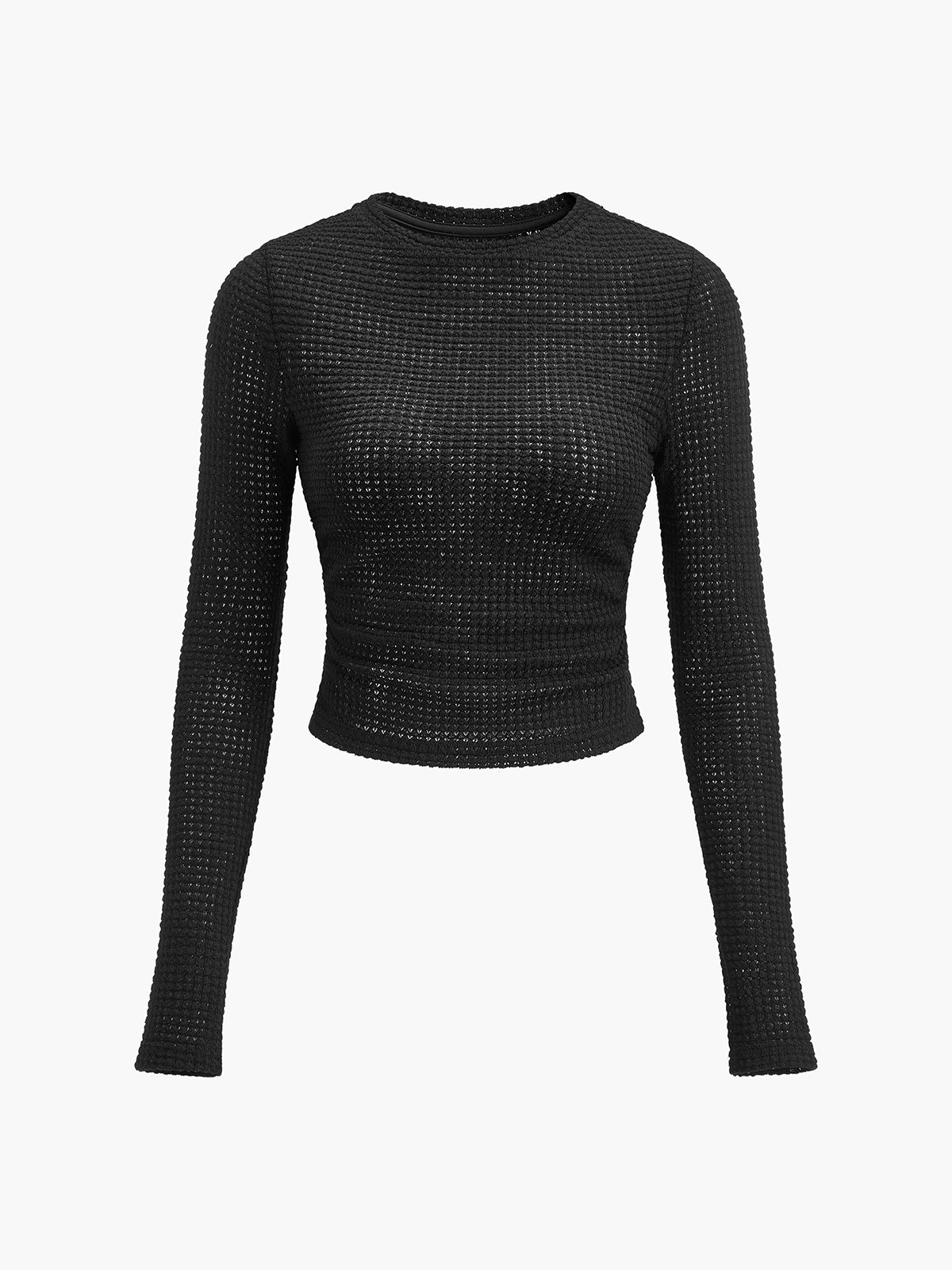 Sage | Women's Fitted Waffle Knit Long Sleeve Top - Image 10