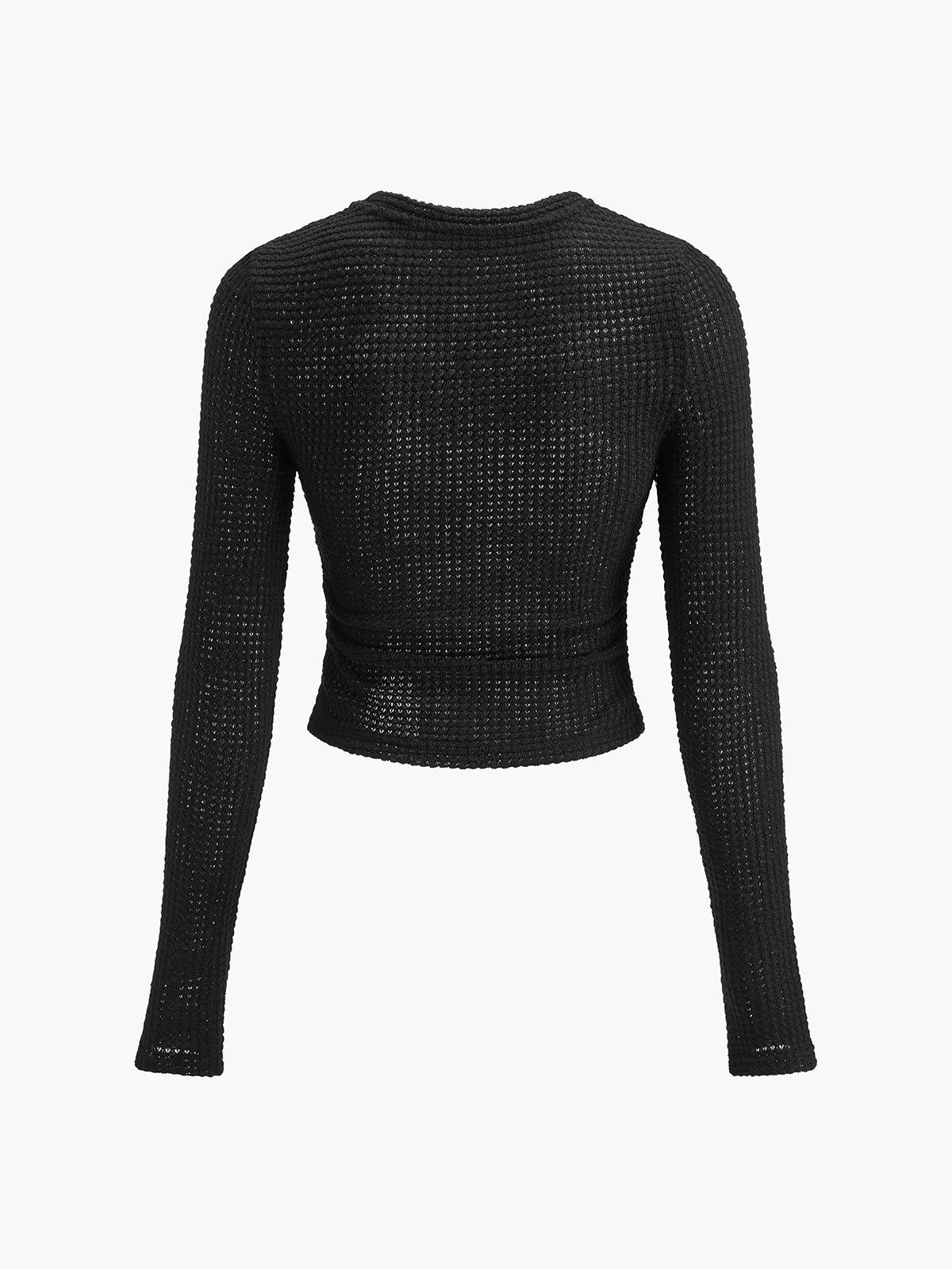 Sage | Women's Fitted Waffle Knit Long Sleeve Top - Image 11