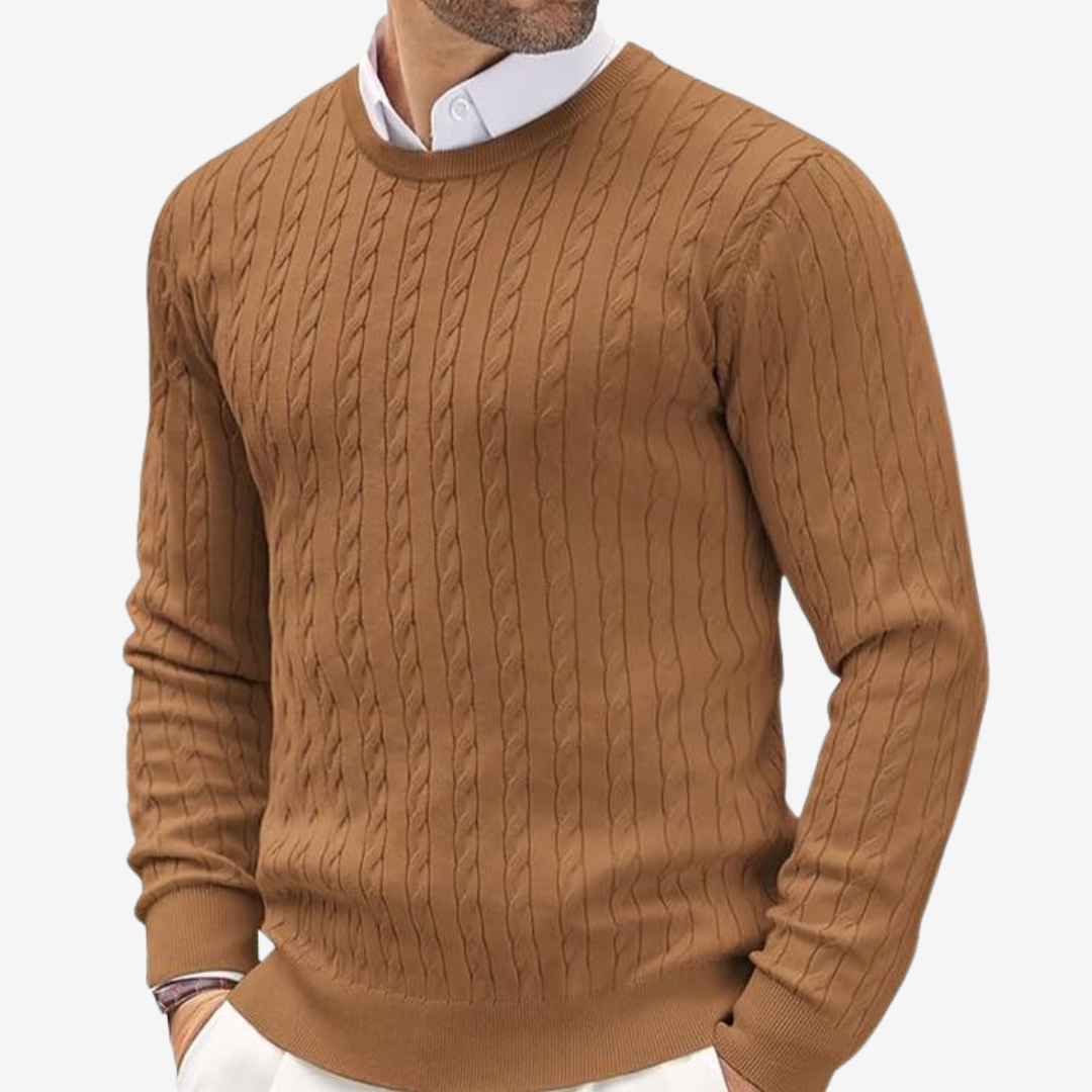 Robin | Men's Crew Neck Cable Knit Sweater - Image 6