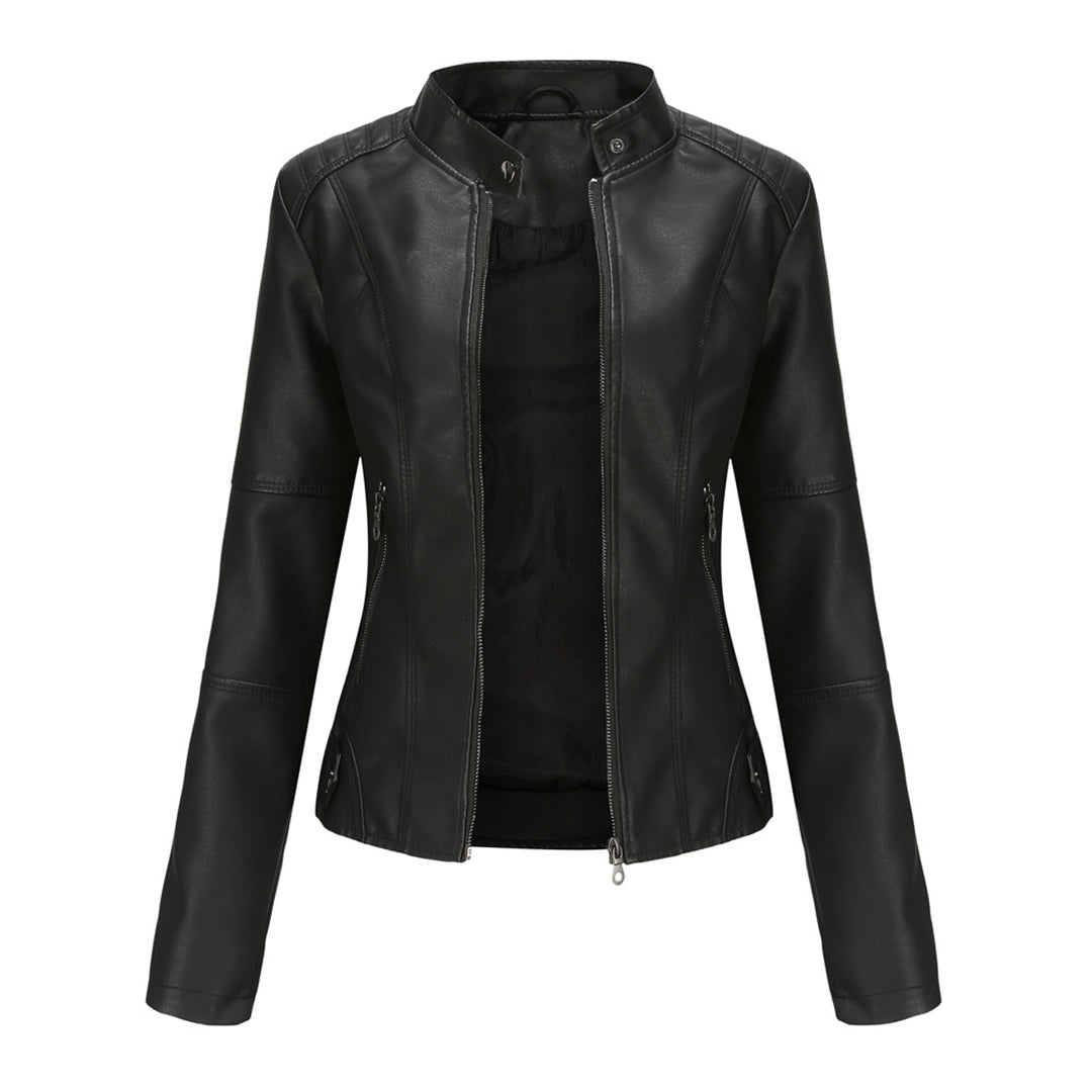 Lillian | Women's Collarless Biker Jacket - Image 2