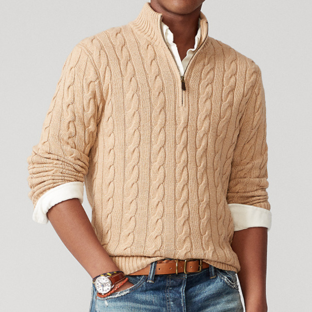 Brody | Men's Quarter-Zip Cable Knit Sweater - Image 2