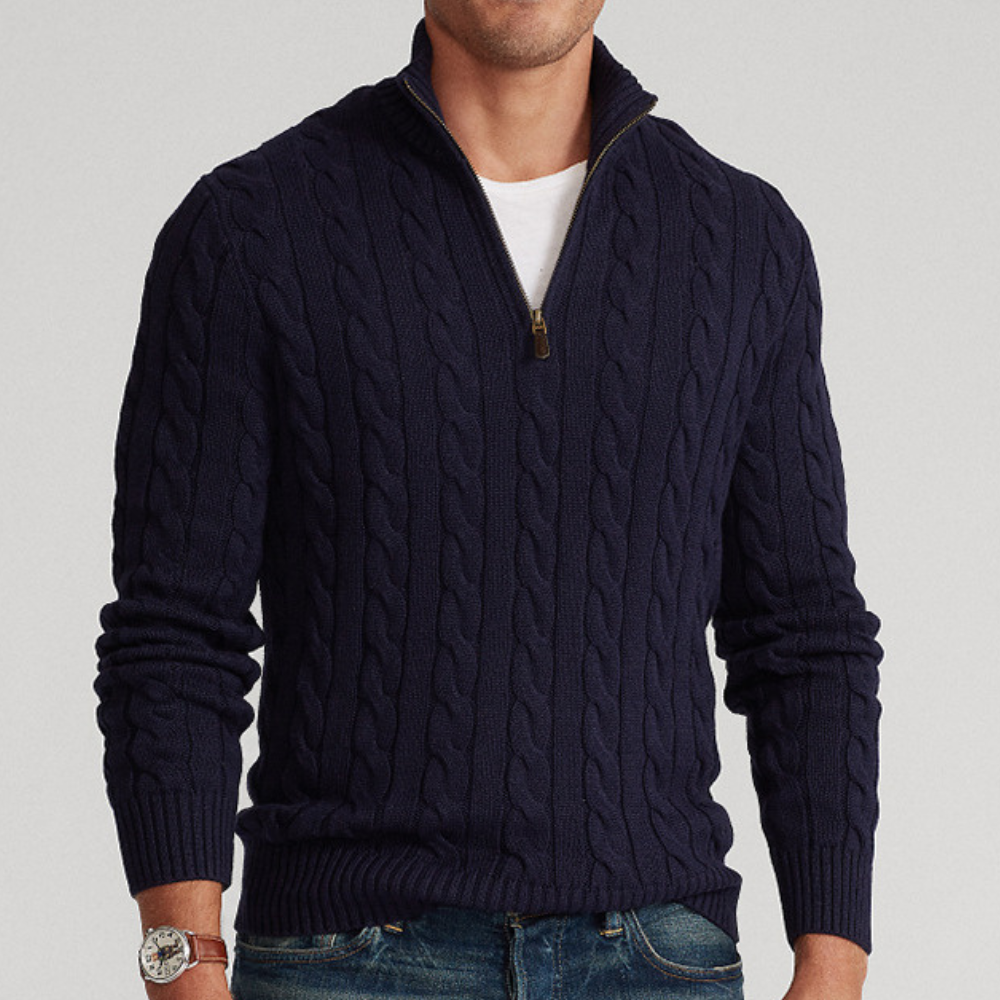 Brody | Men's Quarter-Zip Cable Knit Sweater - Image 4