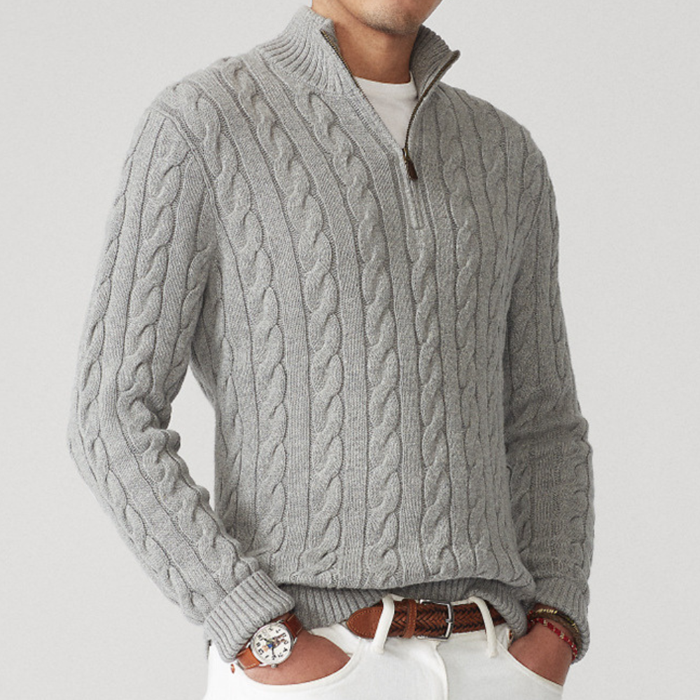 Brody | Men's Quarter-Zip Cable Knit Sweater - Image 5