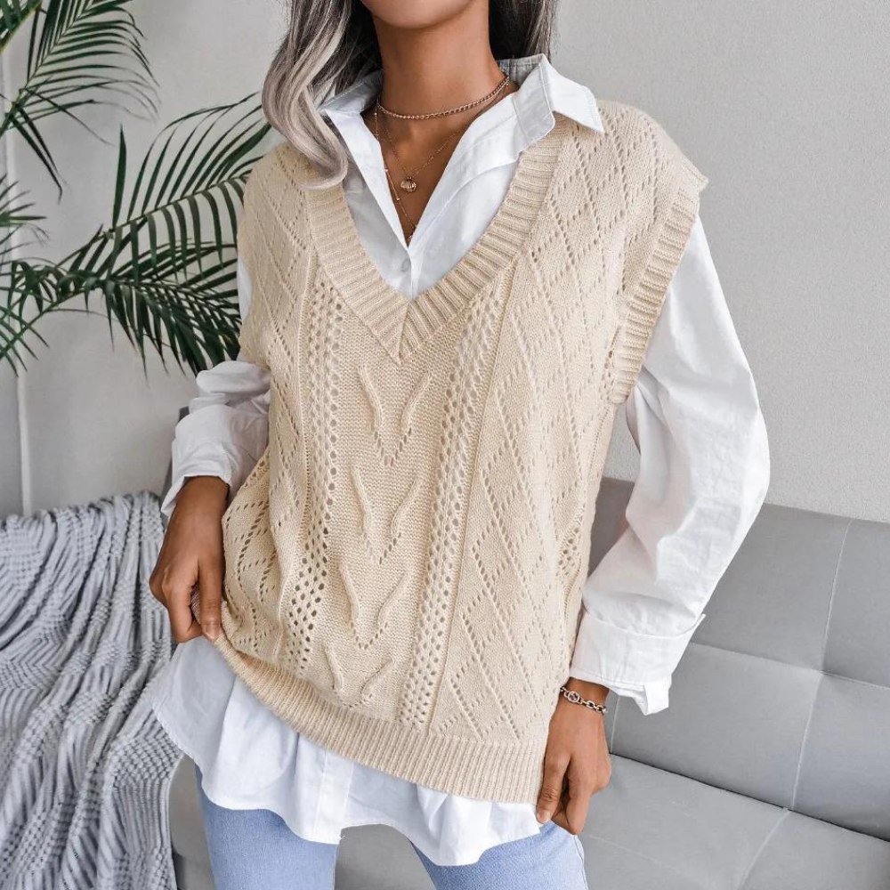 Sue | Women's V-Neck Sleeveless Sweater Vest - Image 2