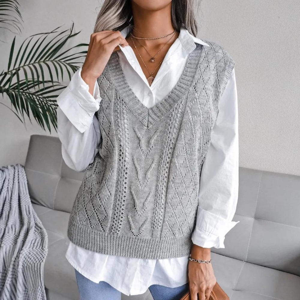 Sue | Women's V-Neck Sleeveless Sweater Vest - Image 3