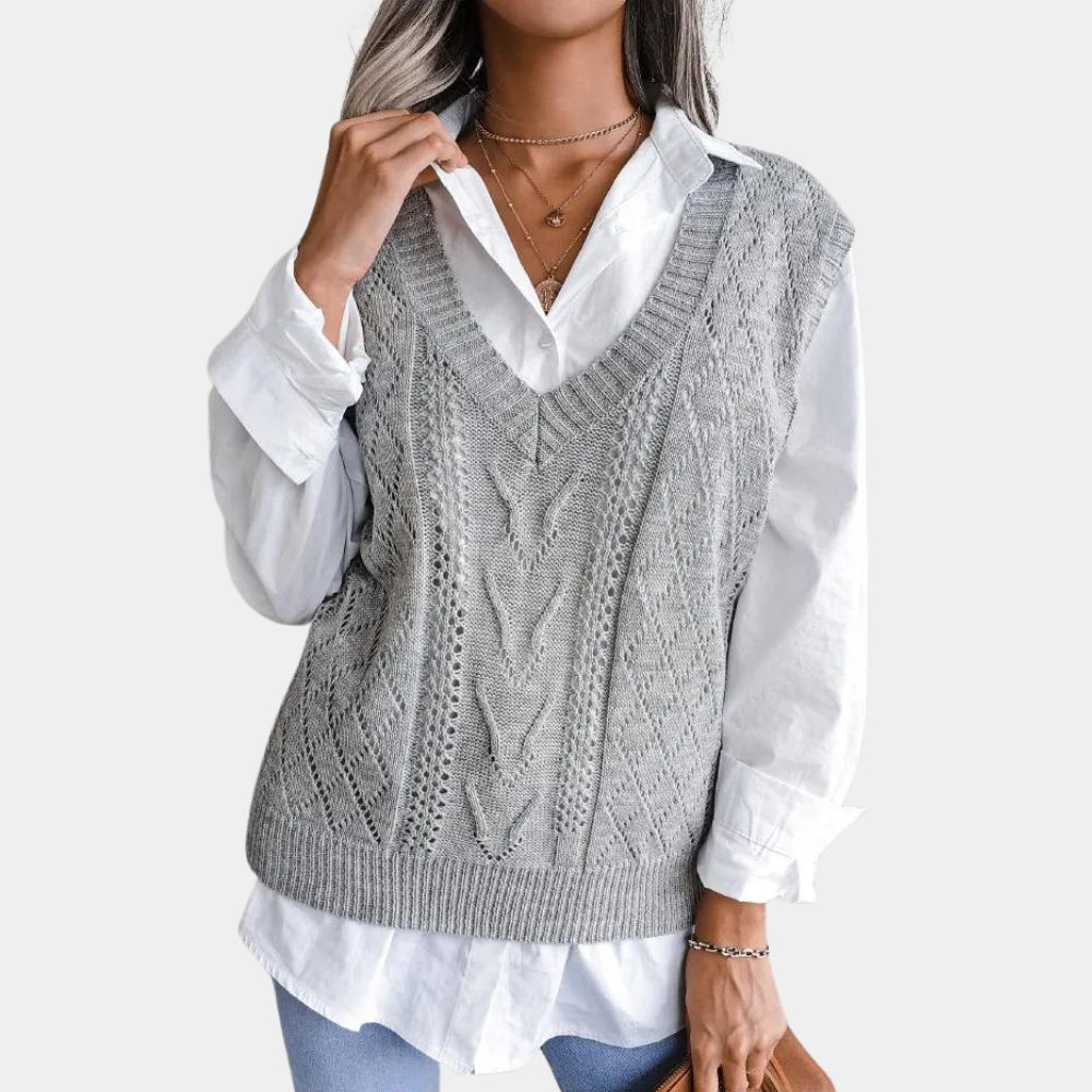 Sue | Women's V-Neck Sleeveless Sweater Vest - Image 6