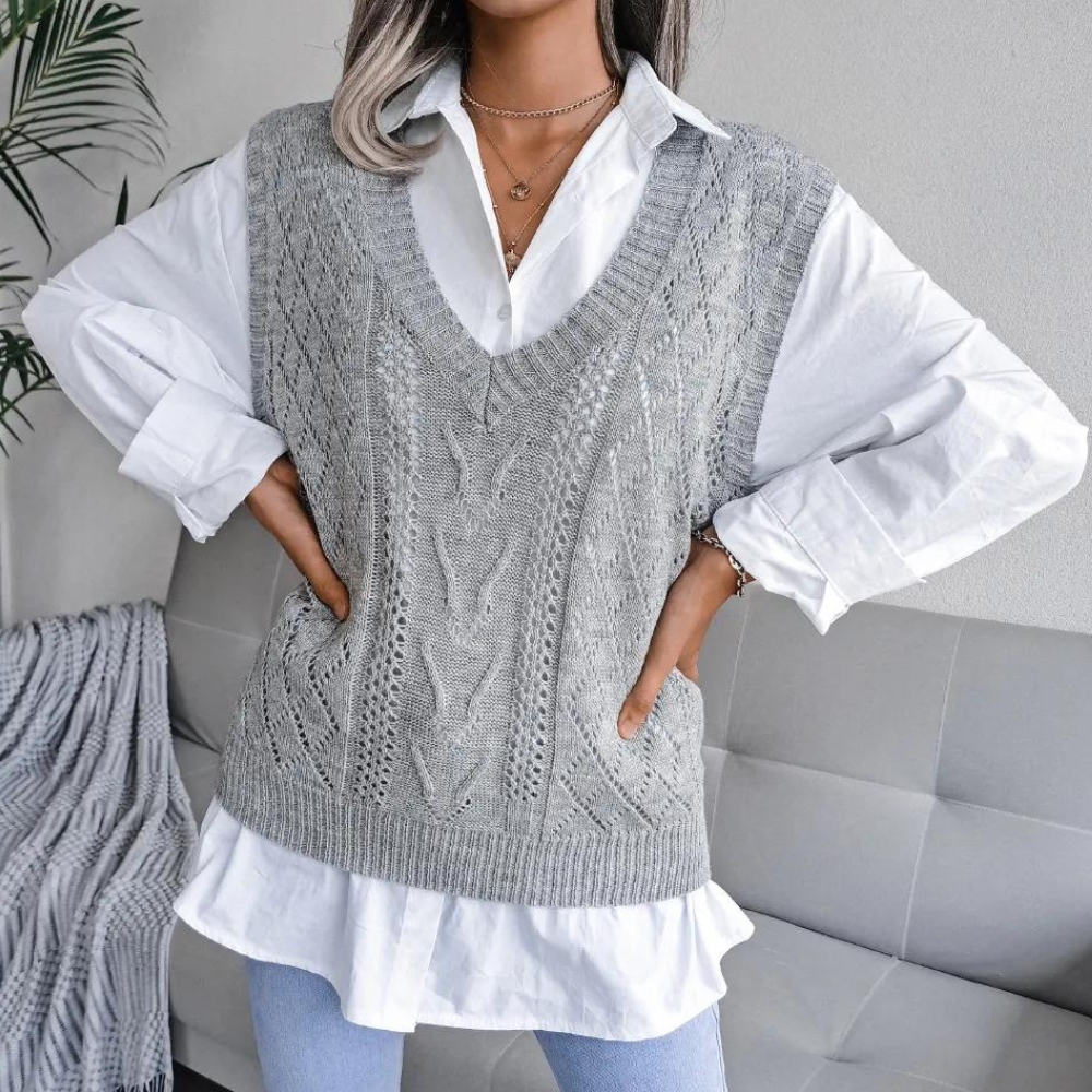 Sue | Women's V-Neck Sleeveless Sweater Vest - Image 4