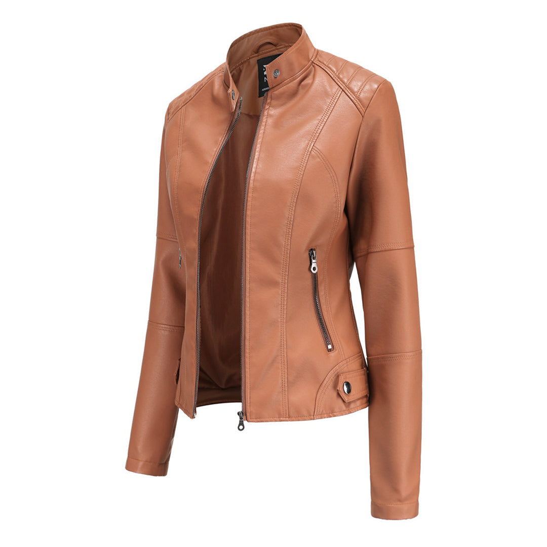 Lillian | Women's Collarless Biker Jacket - Image 4