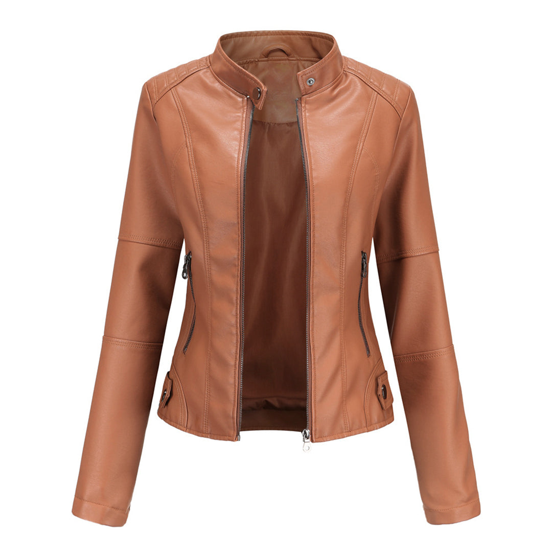 Lillian | Women's Collarless Biker Jacket - Image 3