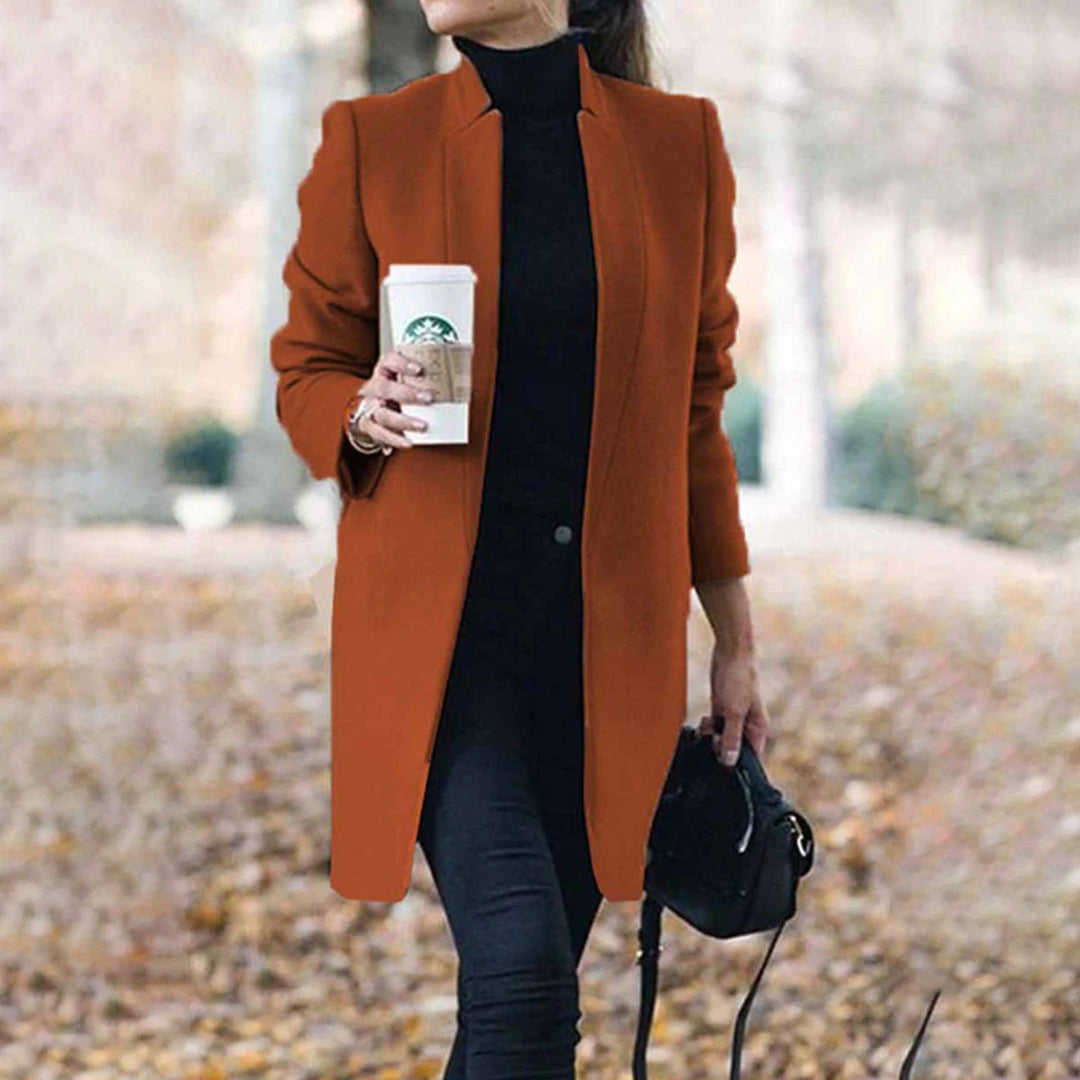 Maureen | Women's Long Stand Collar Dress Coat - Image 3
