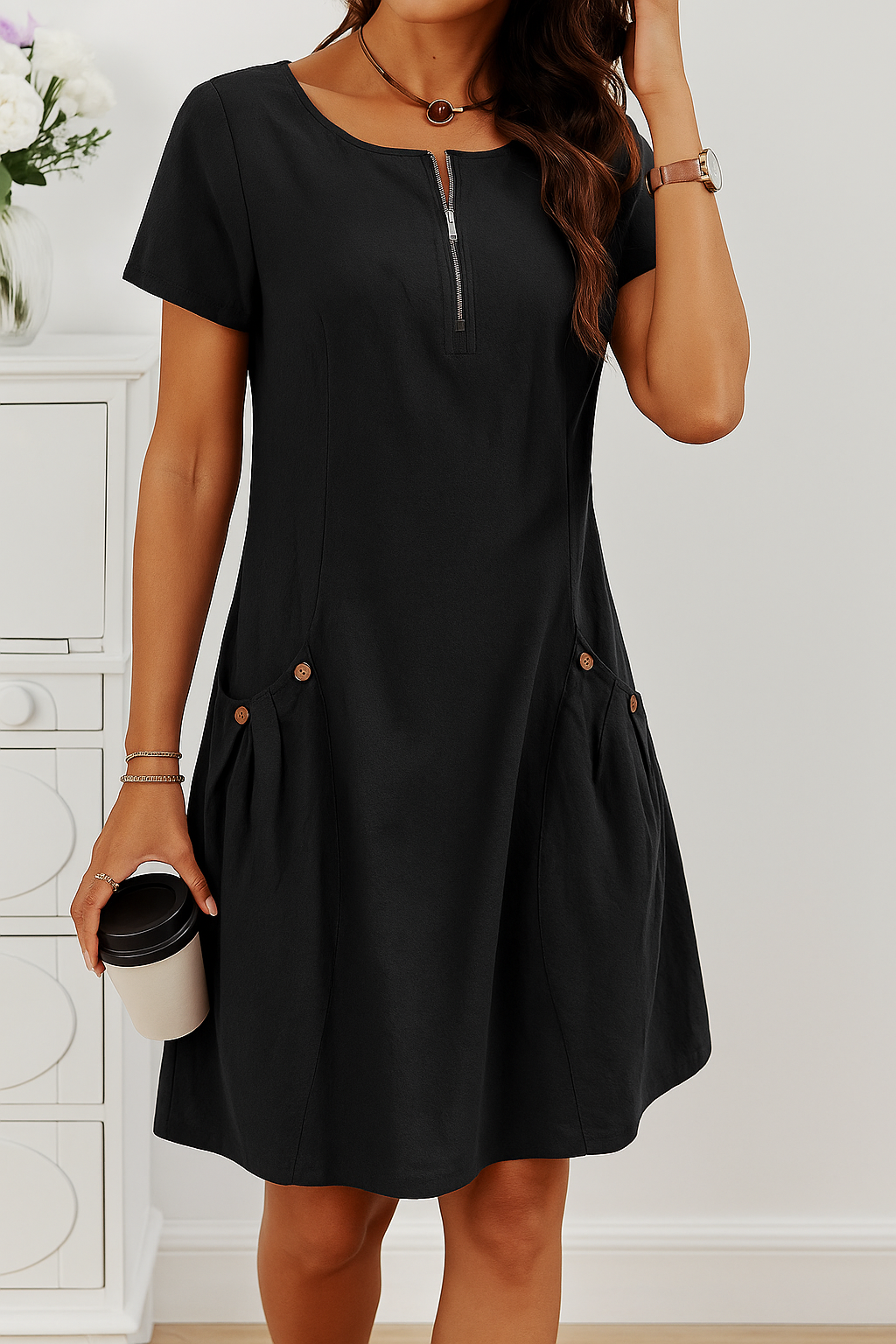 Barbara | Stylish Sleeve Dress with Pockets for Everyday Wear - Image 6