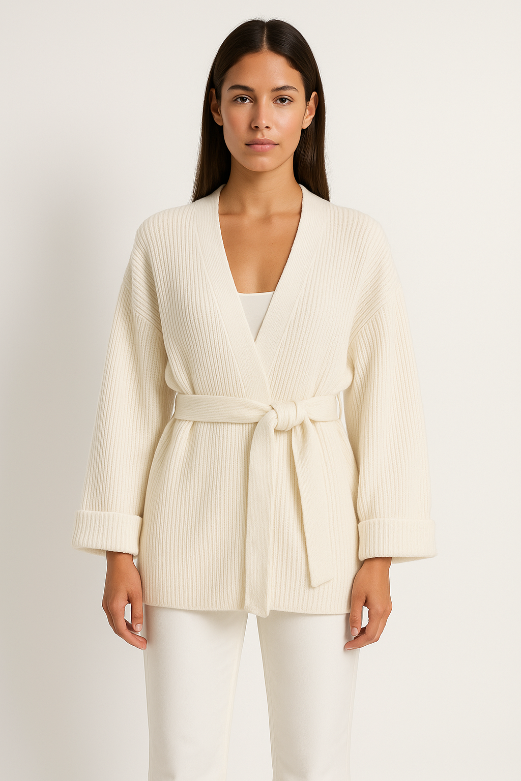 Samantha | Women's Wrap Ribbed Knit Sweater - Image 3