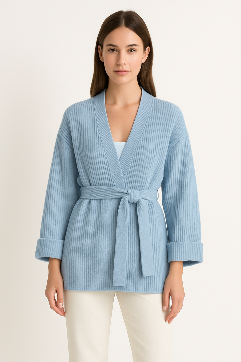 Samantha | Women's Wrap Ribbed Knit Sweater - Image 1