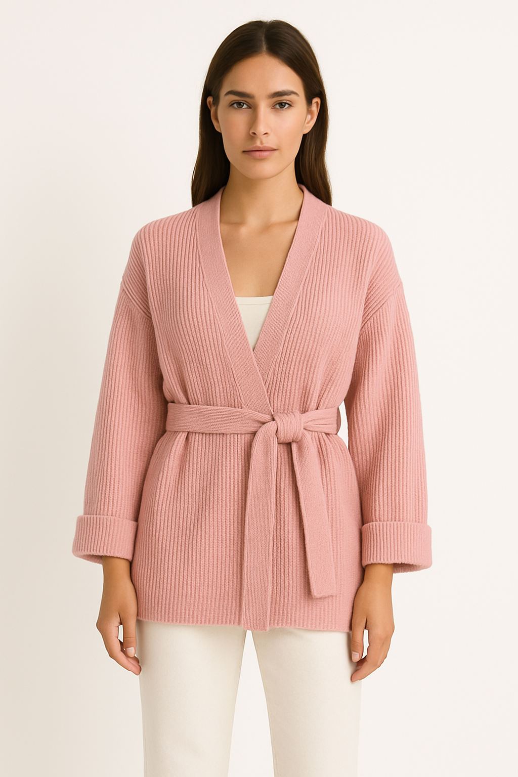 Samantha | Women's Wrap Ribbed Knit Sweater - Image 2