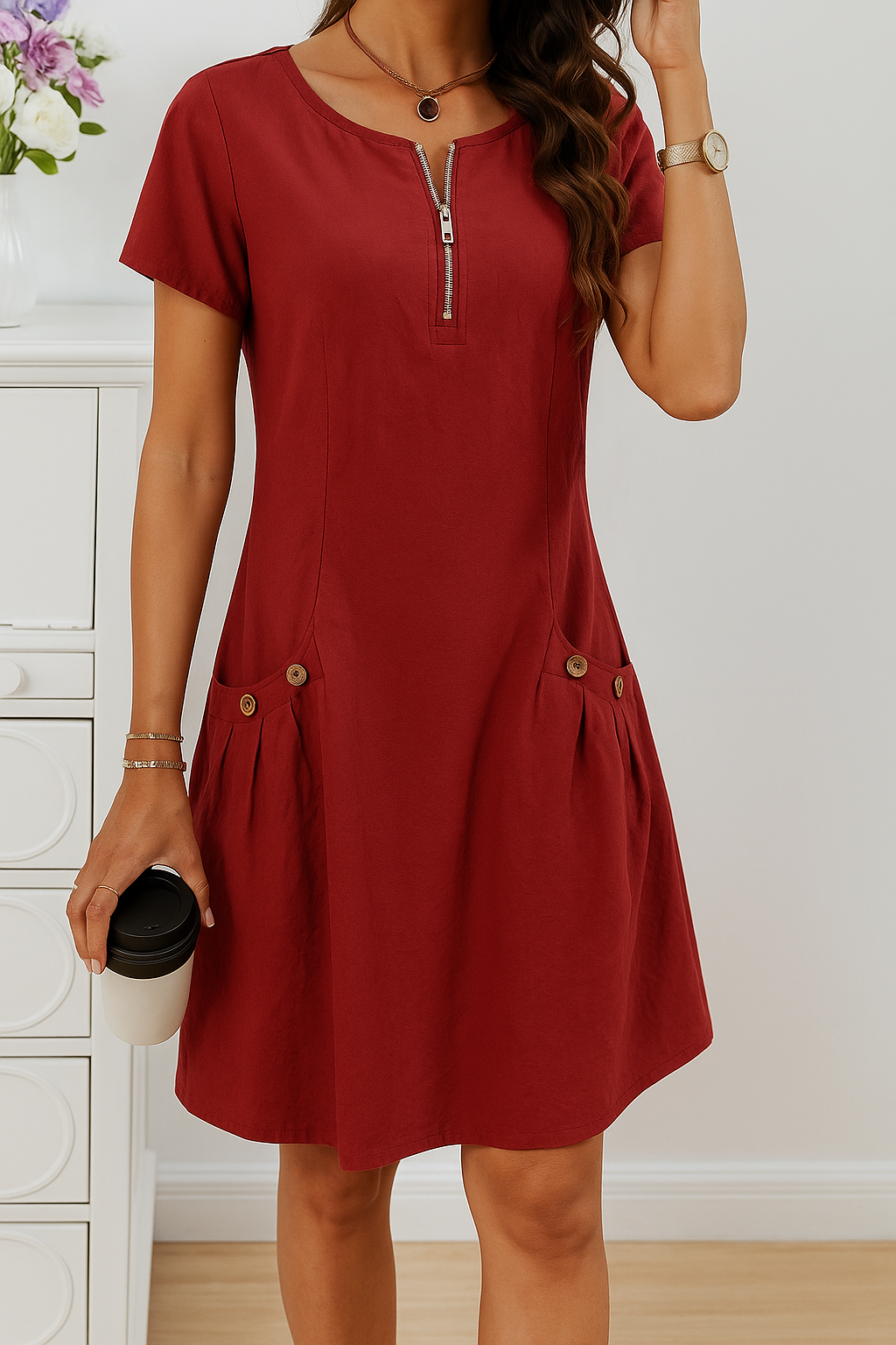 Barbara | Stylish Sleeve Dress with Pockets for Everyday Wear - Image 5