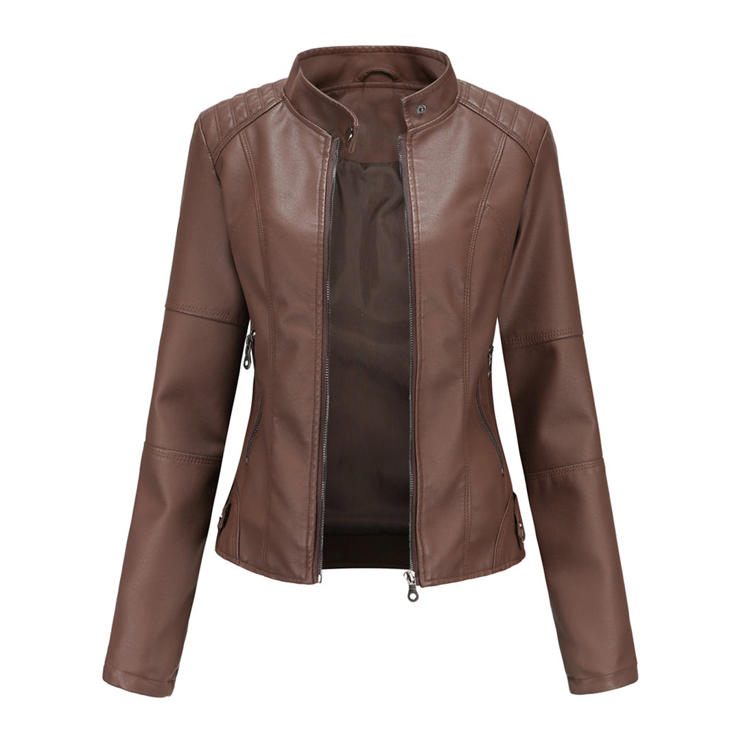 Lillian | Women's Collarless Biker Jacket - Image 9