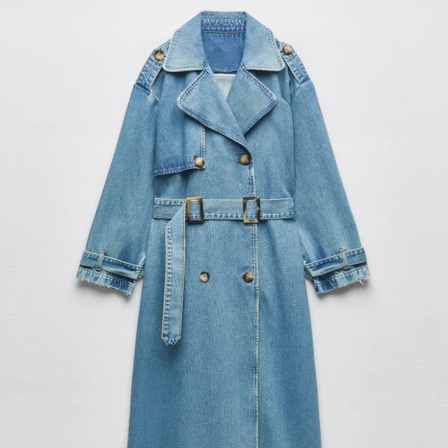 Priscilla | Women's Oversized Denim Trench Coat - Image 4