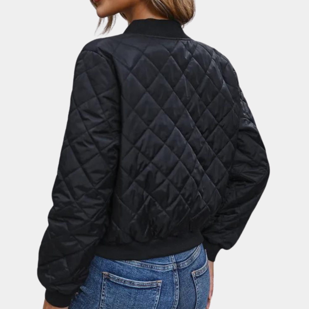 Madeline | Women's Diamond Quilted Bomber Jacket - Image 2