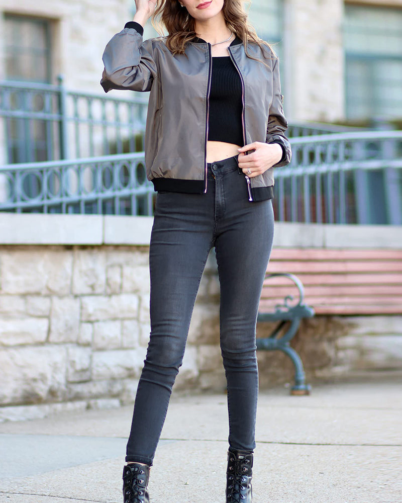 Rose | Women's Lightweight Zip-Front Bomber Jacket - Image 2