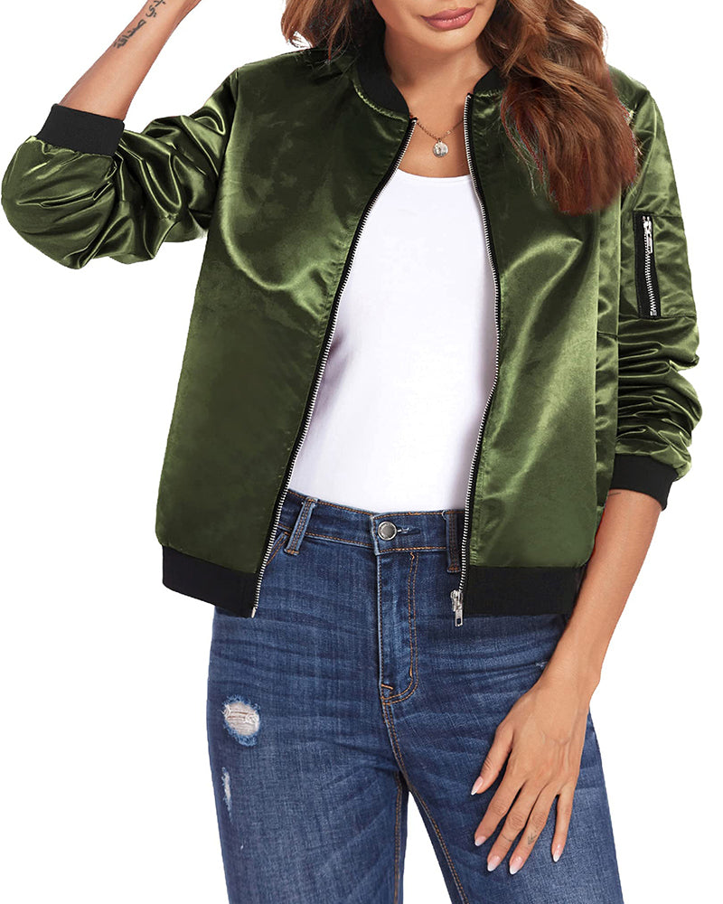 Rose | Women's Lightweight Zip-Front Bomber Jacket - Image 4
