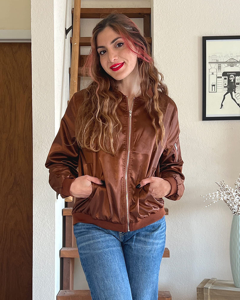 Rose | Women's Lightweight Zip-Front Bomber Jacket - Image 5