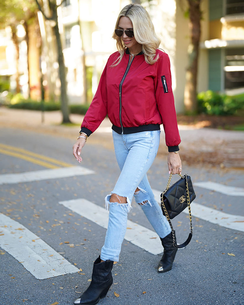 Rose | Women's Lightweight Zip-Front Bomber Jacket - Image 6