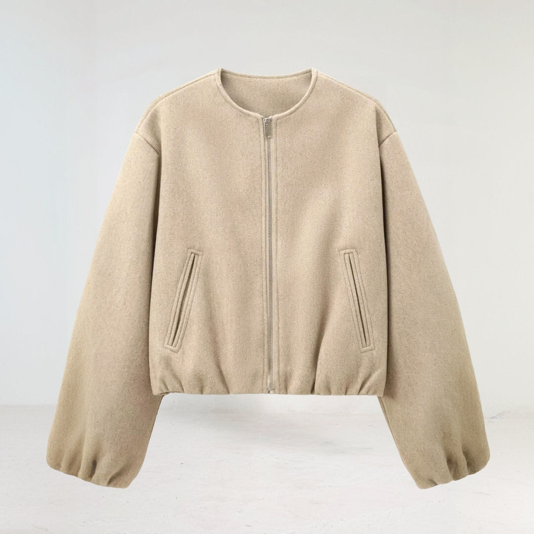 Bella | Women's Balloon Sleeve Zip-Up Bomber Jacket - Image 3