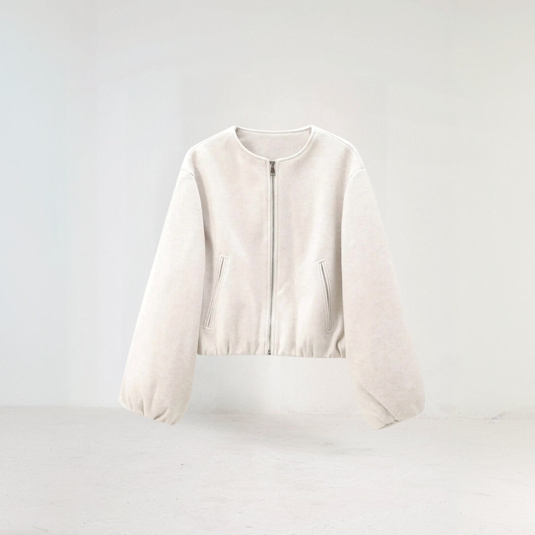 Bella | Women's Balloon Sleeve Zip-Up Bomber Jacket - Image 4
