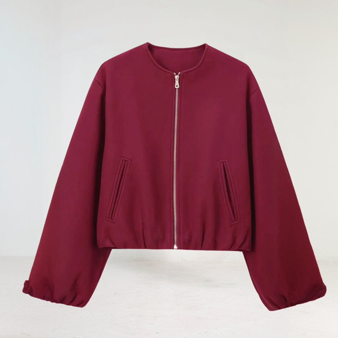 Bella | Women's Balloon Sleeve Zip-Up Bomber Jacket - Image 5