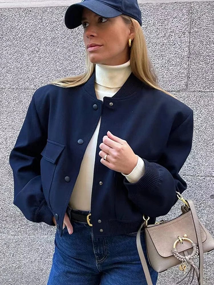 Donna | Women's Cropped Button-Down Bomber Jacket - Image 3