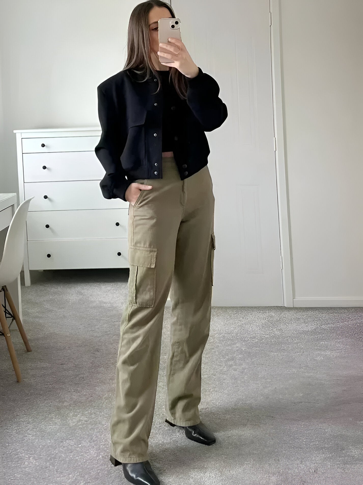 Donna | Women's Cropped Button-Down Bomber Jacket - Image 5