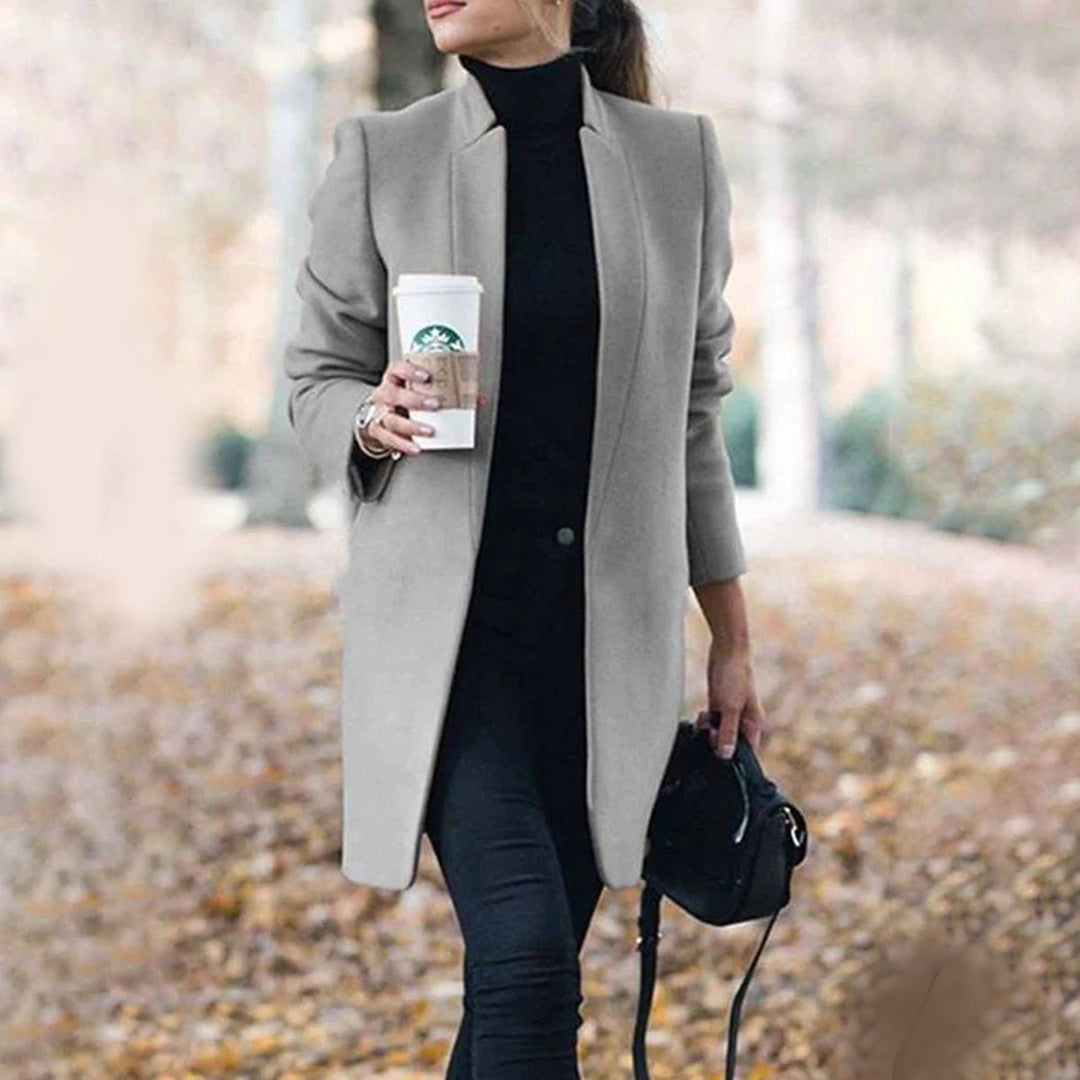 Maureen | Women's Long Stand Collar Dress Coat - Image 2