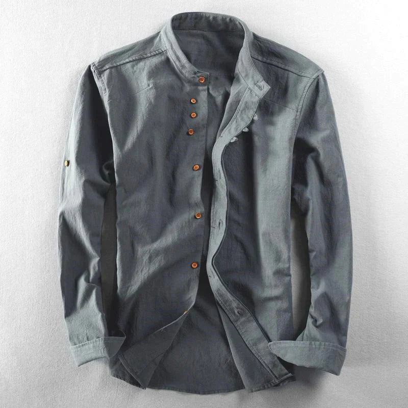 Maxwell | Men's Band Collar Button-Down Shirt - Image 4