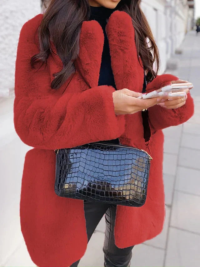 Bridget | Women's Faux Fur Long Open Front Coat - Image 5