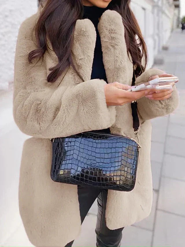 Bridget | Women's Faux Fur Long Open Front Coat - Image 8