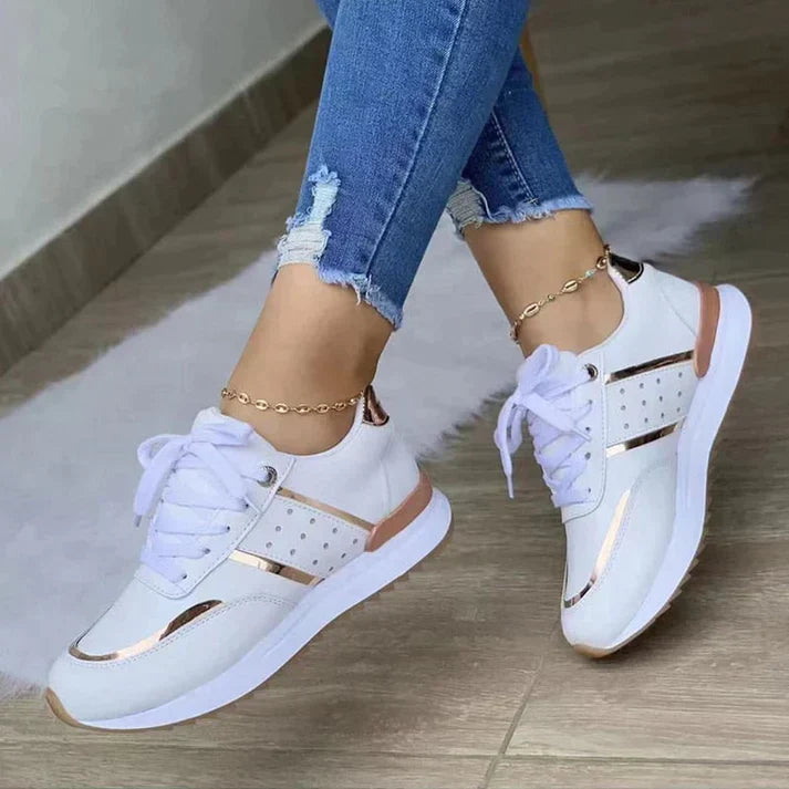 Nicolette | Women's Lace-Up Metallic Accent Sneakers - Image 2