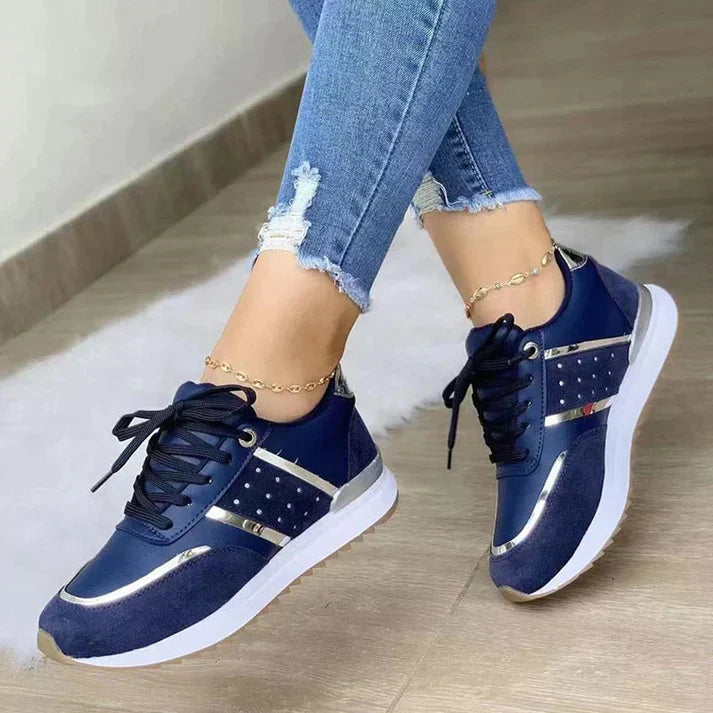 Nicolette | Women's Lace-Up Metallic Accent Sneakers - Image 3