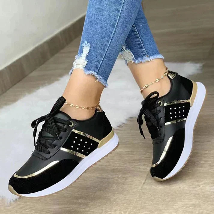 Nicolette | Women's Lace-Up Metallic Accent Sneakers - Image 4