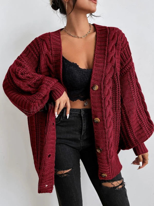 Jean | Women's Oversized Cable Knit Cardigan - Image 7