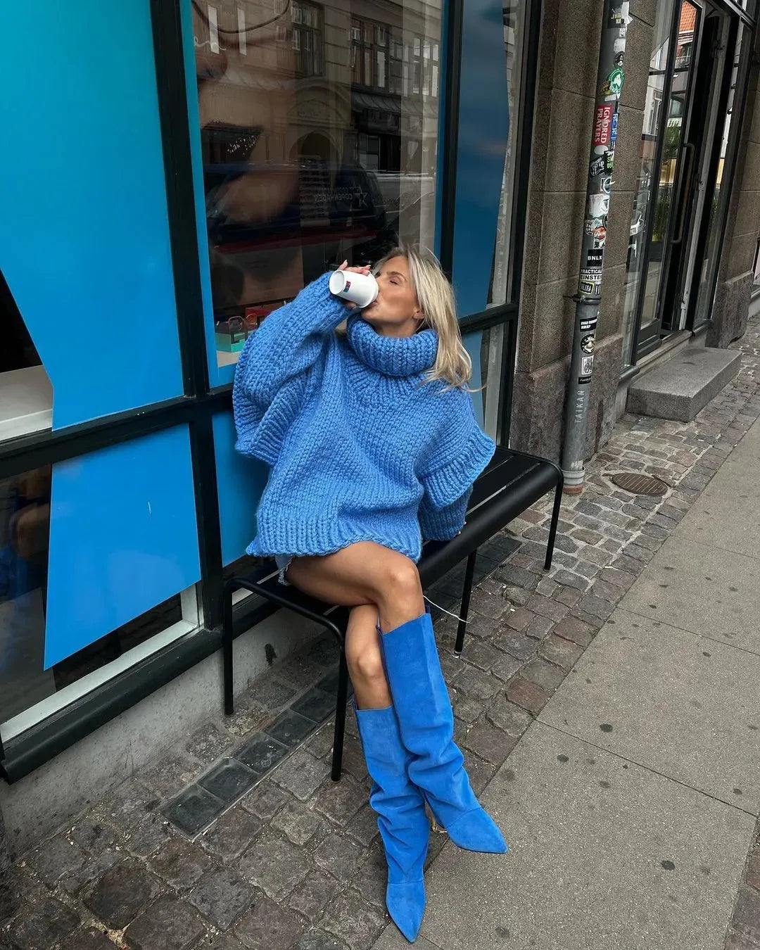 Rochelle | Women's Oversized Chunky Knit Sweater Dress - Image 7