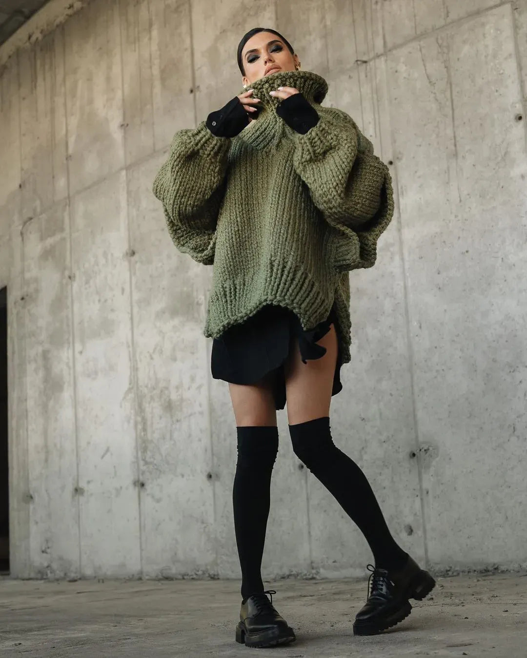 Rochelle | Women's Oversized Chunky Knit Sweater Dress - Image 9