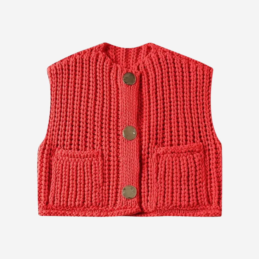 Zoe | Women's Button-Front Chunky Knit Sweater Vest - Image 1