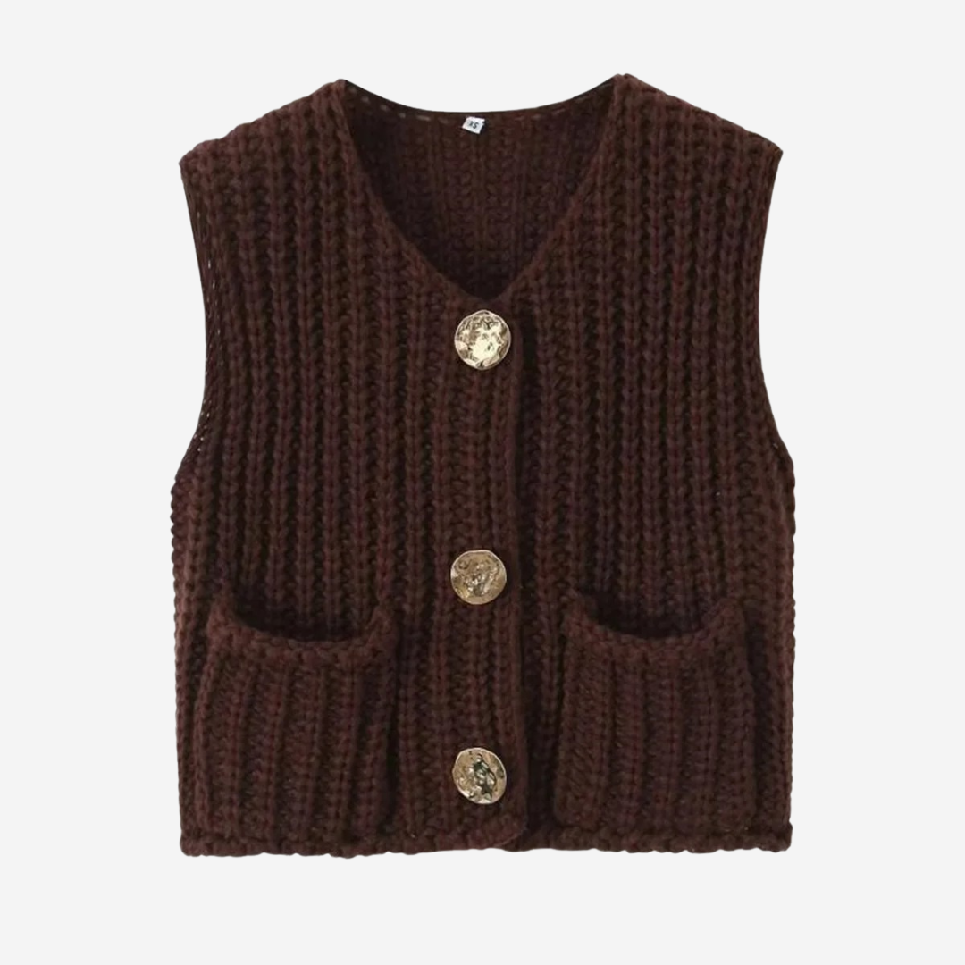 Zoe | Women's Button-Front Chunky Knit Sweater Vest - Image 7