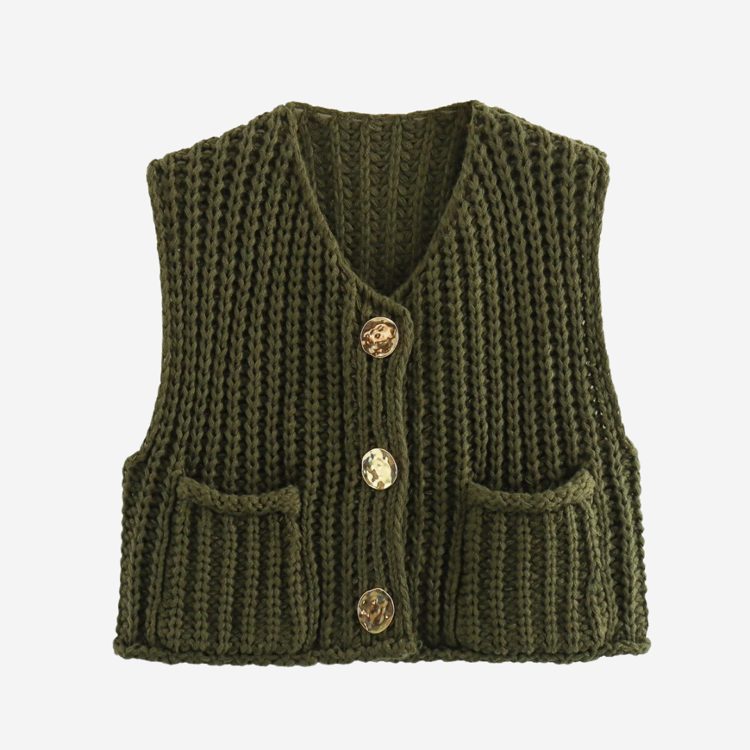 Zoe | Women's Button-Front Chunky Knit Sweater Vest - Image 6