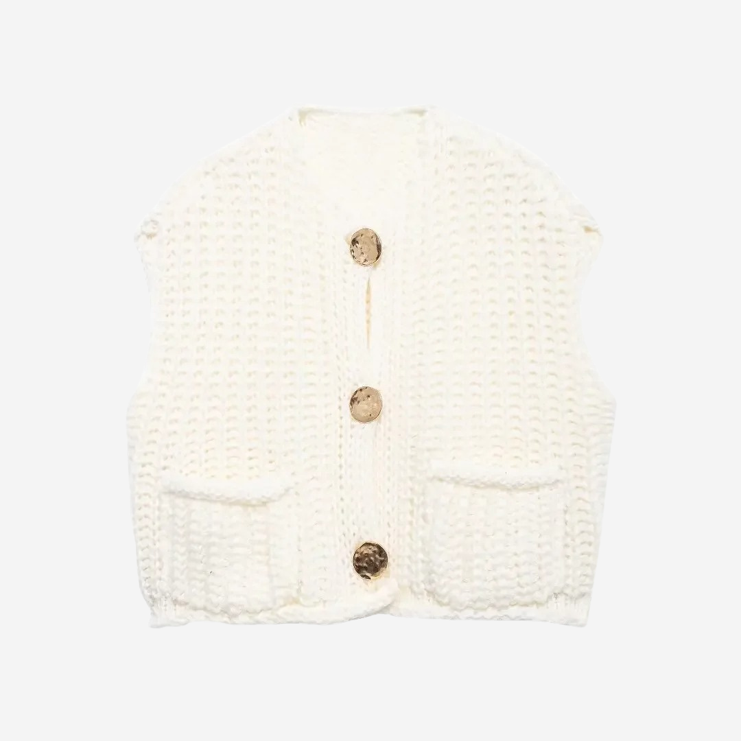 Zoe | Women's Button-Front Chunky Knit Sweater Vest - Image 4