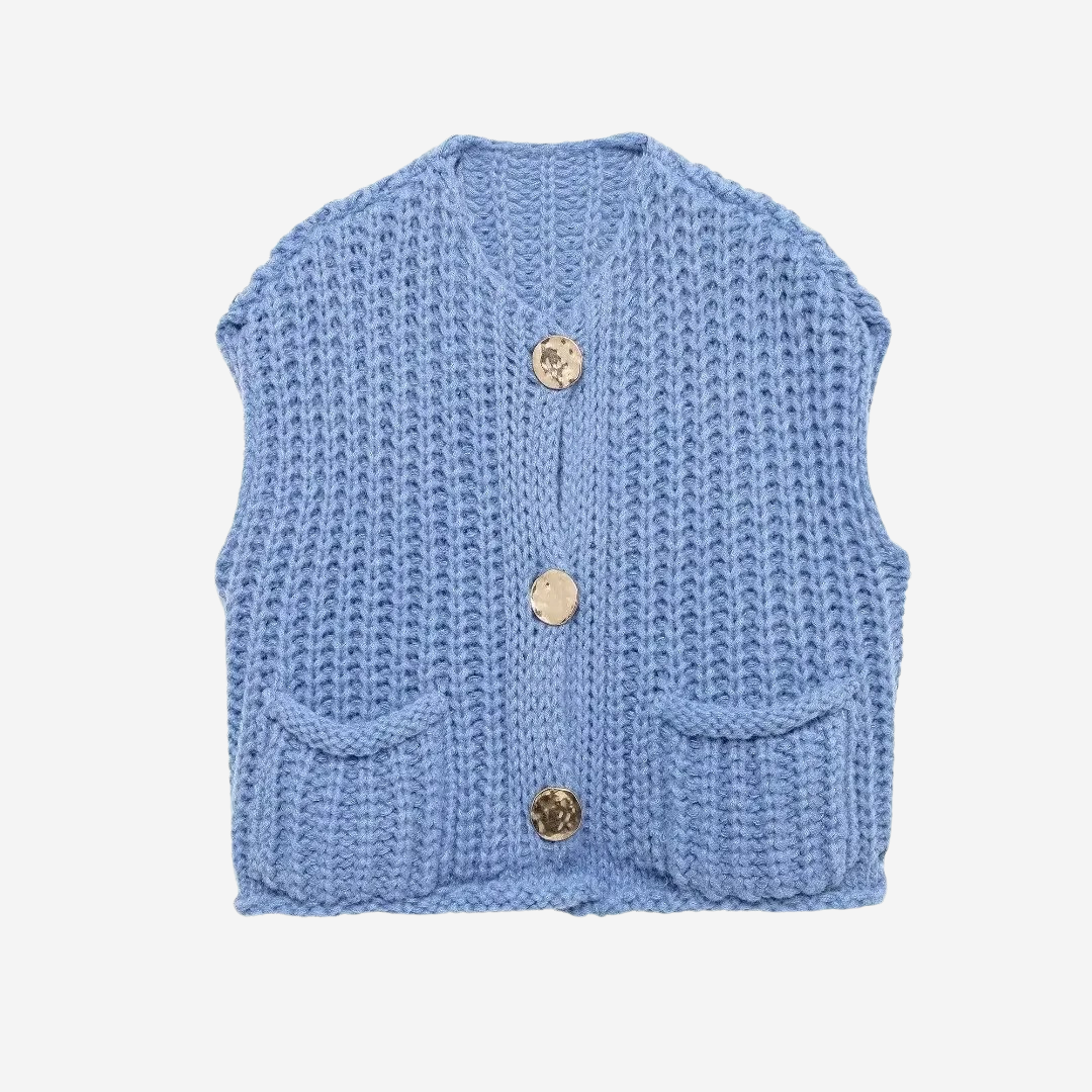 Zoe | Women's Button-Front Chunky Knit Sweater Vest - Image 3